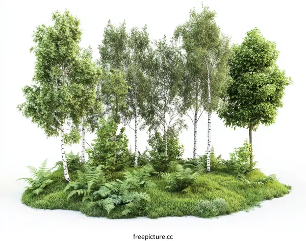 Digital Illustration of a Lush Forest Island