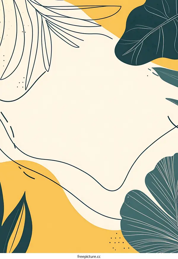 Abstract Floral Background With Yellow and Blue Colors