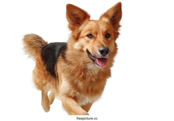 [Transparent Background PNG]Playful Running Dog on a White Background