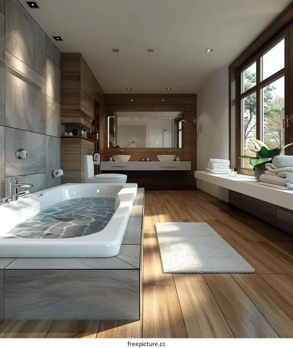 Minimalist Design: Modern Bathroom with Bright Windows