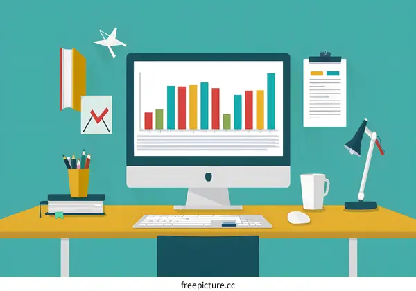 Modern Workplace with Computer and Desk Accessories