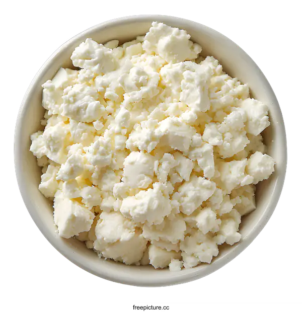 [Transparent Background PNG]Top view of a bowl of fresh cheese