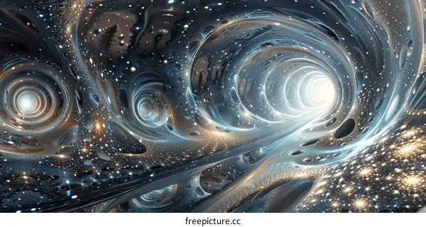 Abstract Digital Art of Galaxy Tunnel with Stars