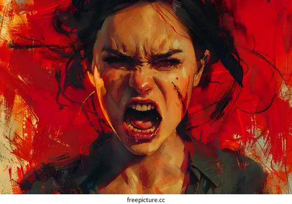 Portrait of a screaming woman