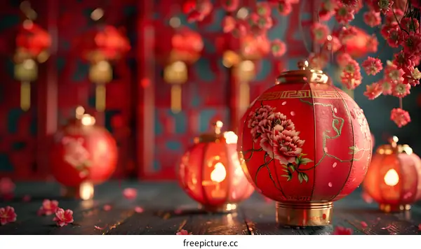 Chinese new year red lantern