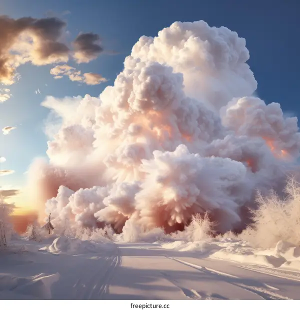 Volcanic eruption sends smoke and ash into the sky