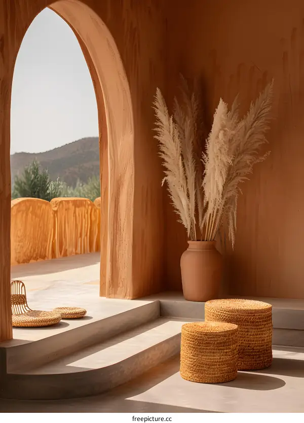 Minimalist Interior Design with  A View of  Mountains