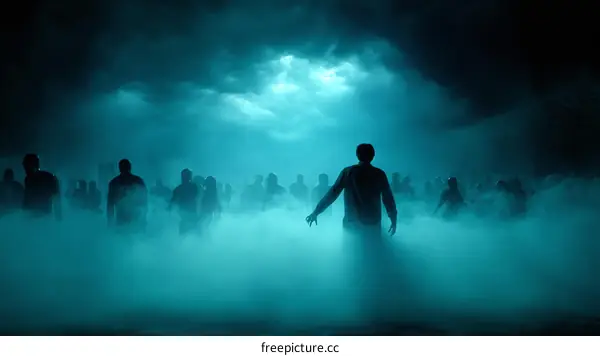 Zombie Horde in a Gloomy Foggy Night