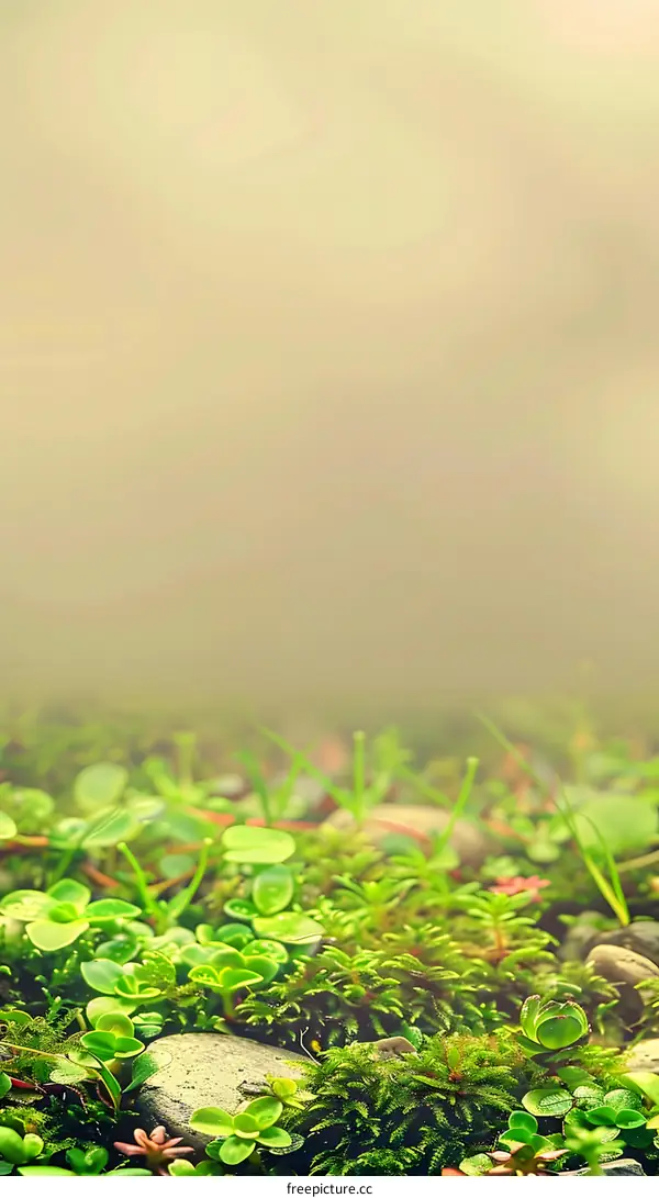 Green Moss Close Up with Rocks