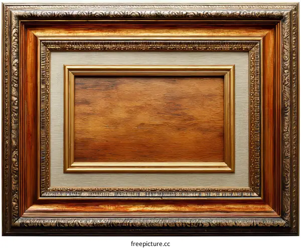 Antique Wooden Picture Frame with Matted Interior