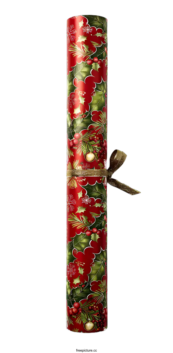 [Transparent Background PNG]Red and Green Christmas Wrapping Paper Roll