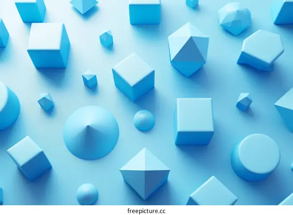 Blue geometric shapes on a blue background