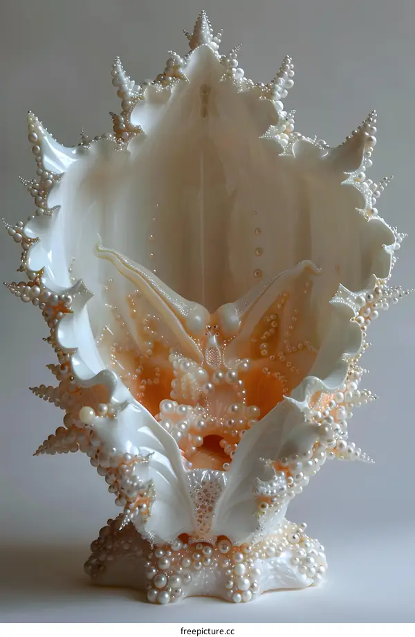 Seashell Sculpture with Pearls