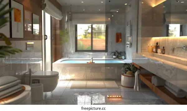 Modern Bathroom with Tub, Shower, and Dual Vanity