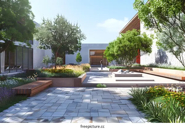 Courtyard of a Modern Chinese Style Courtyard House