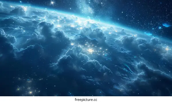 Luminous Blue Nebula in the Expansive Universe