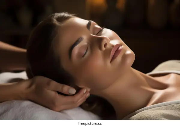 Relaxing head massage in spa salon
