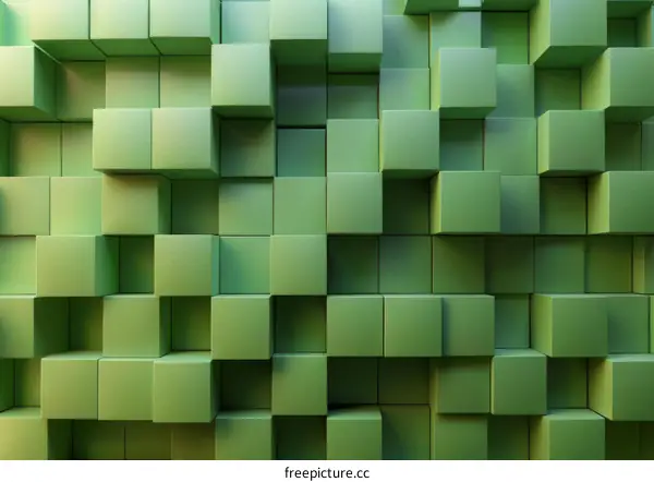 Cubes in different shades of green