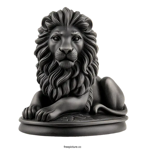 [Transparent Background PNG]Majestic Black Lion Sculpture Decoration