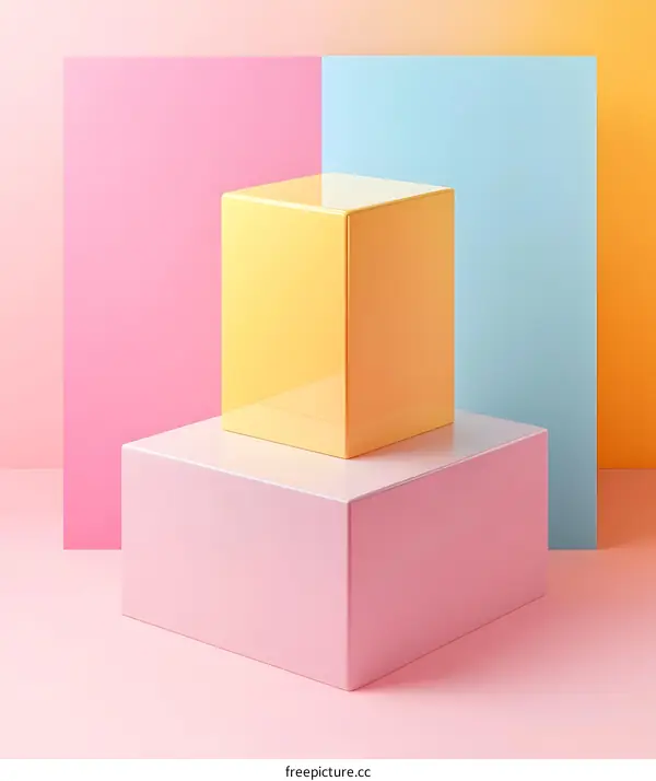 Abstract Minimalist 3D Scene With Cubes