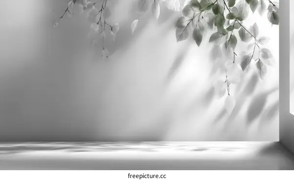 Elegant White Wall Decor with Delicate Leaf Shadows