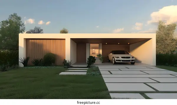 Modern House with Garage and Front Yard