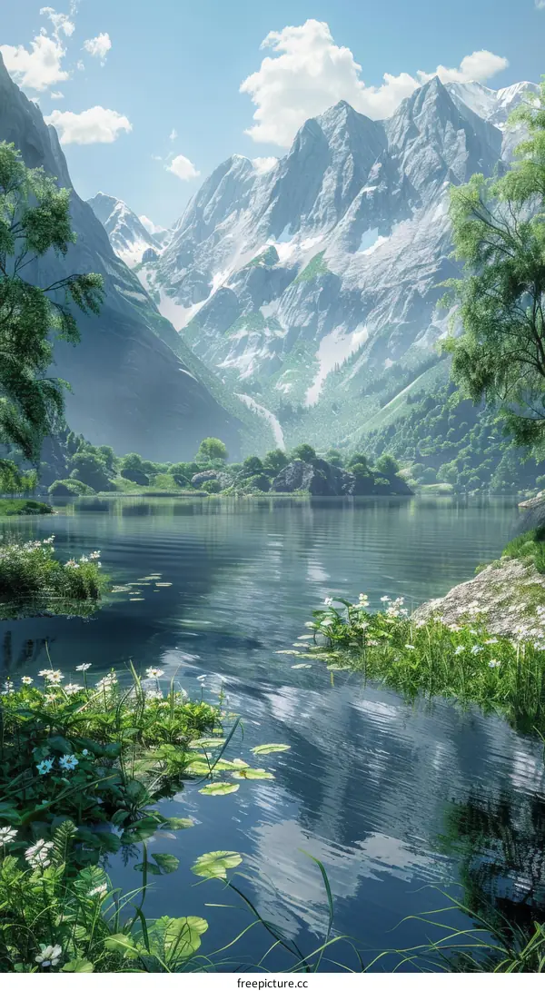 Tranquil Mountain Lake in an Idyllic Valley