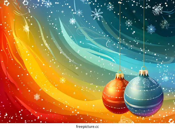 Christmas background with hanging ornaments