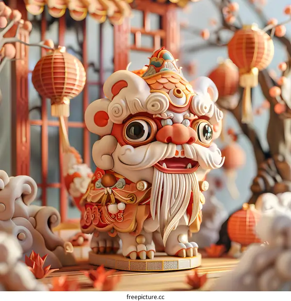 Lion Dance Celebrating the Spring Festival