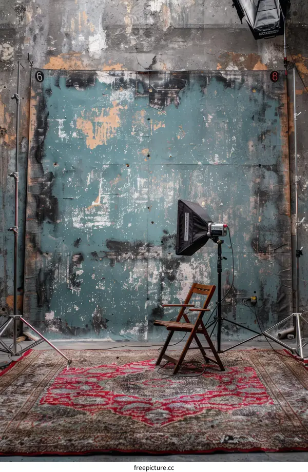 Empty Photo Studio with Chair and Rug