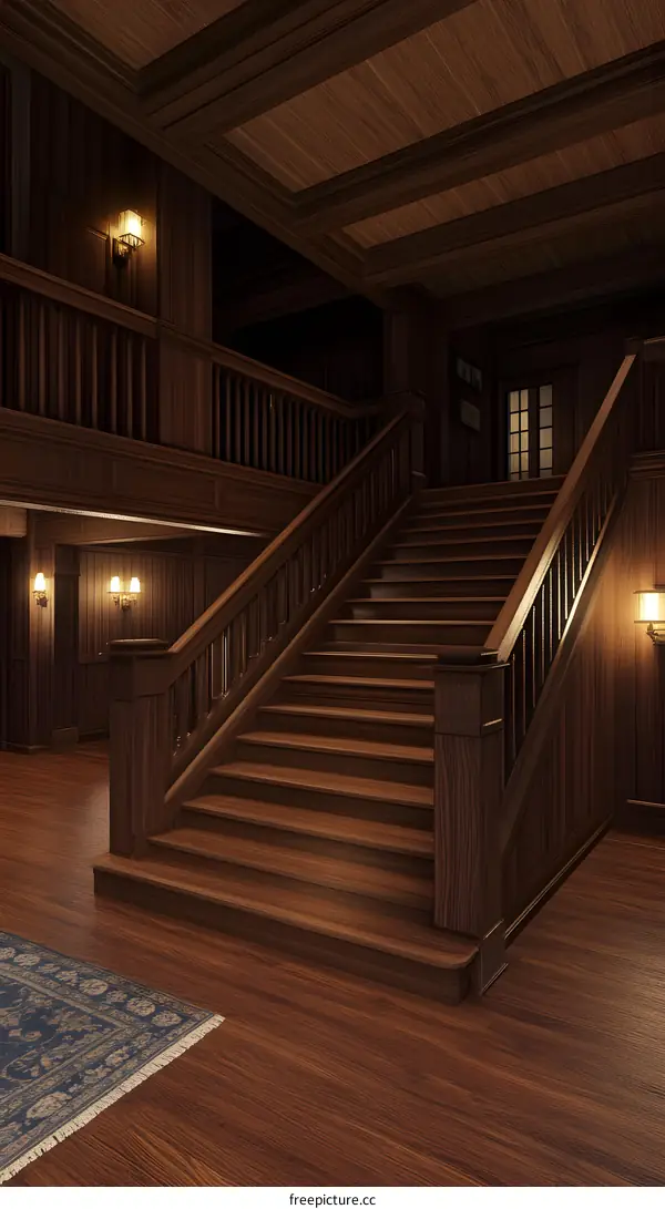 Dark Wooden Staircase Interior Design