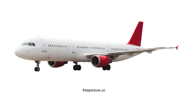 [Transparent Background PNG]White Airplane on Runway with Red Details
