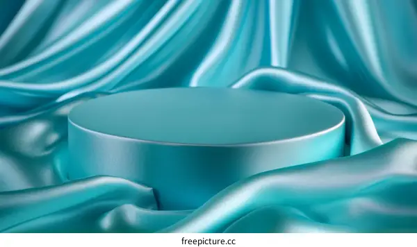 Teal Blue Silk Fabric Product Display