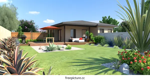 Modern Home Design with Backyard Landscaping