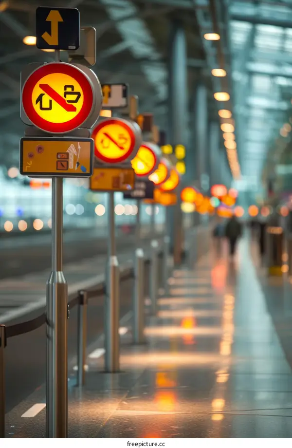 Airport signs showing the way to the gates