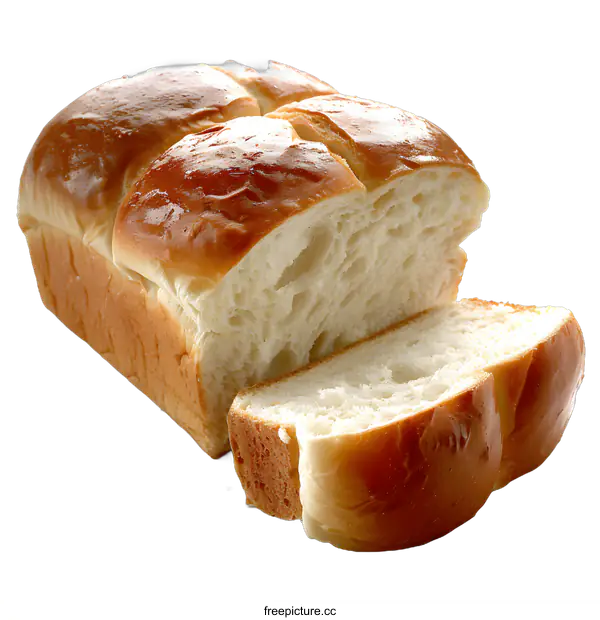 [Transparent Background PNG]Sliced Loaf of White Bread on a White Background
