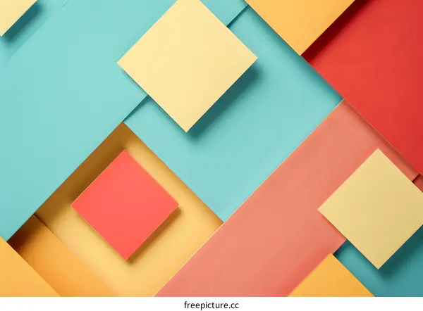 Abstract Geometric Background With Yellow, Red, Blue Colors