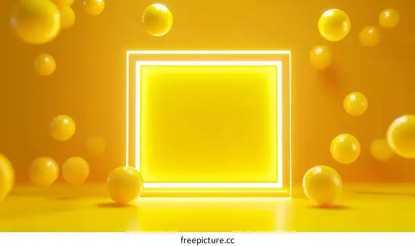 Abstract Yellow Background with Floating Spheres