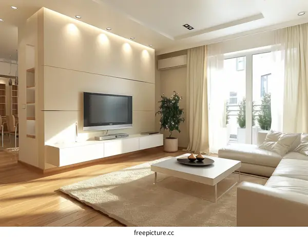 Bright Neutral Living Room with White Sofa