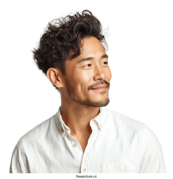 [Transparent Background PNG]Close Up Portrait of a Man with Curly Hair