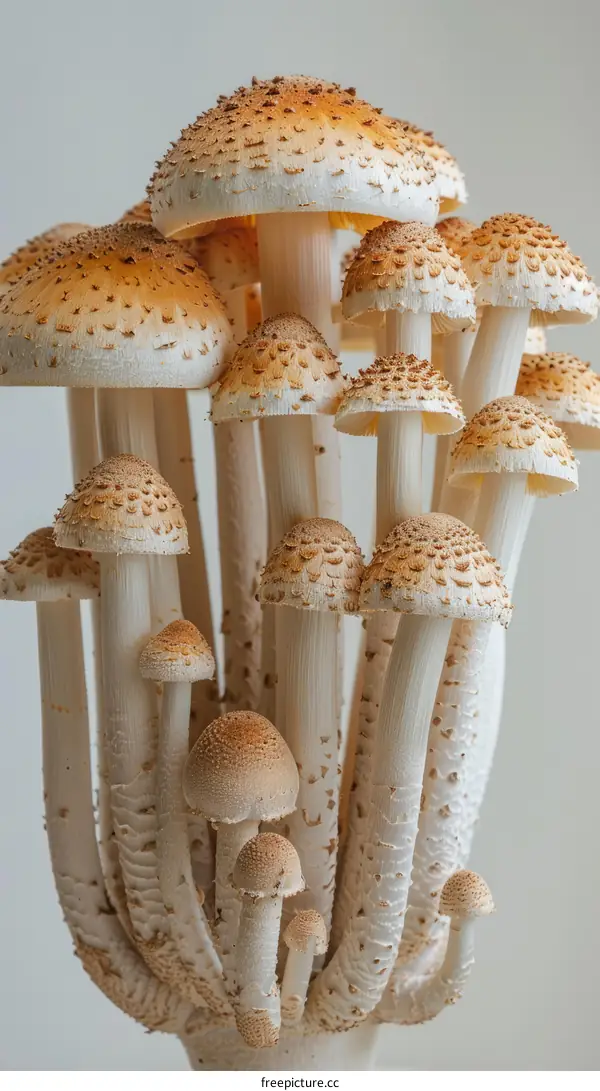 Cluster of Shaggy Ink Cap Mushrooms