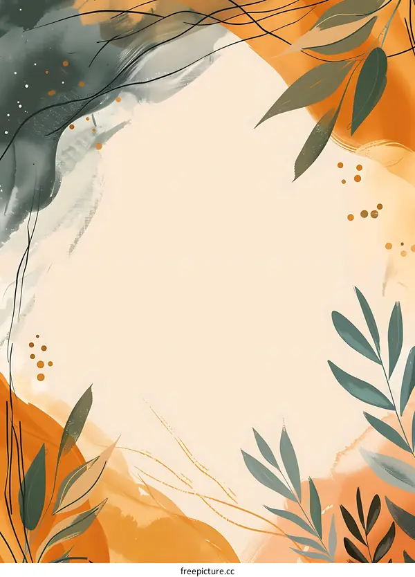 Abstract Watercolor Background With Leaves