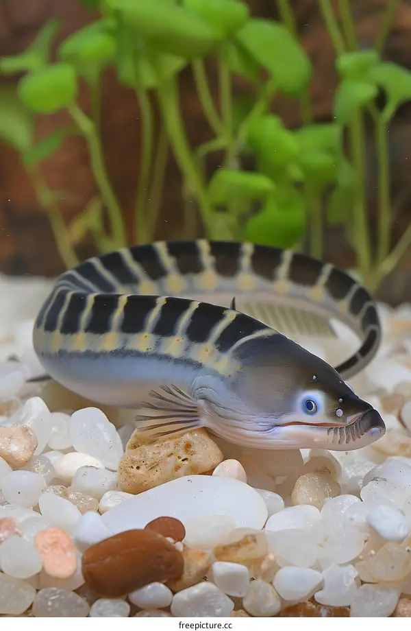 Striped Spiny Eel on Rocks