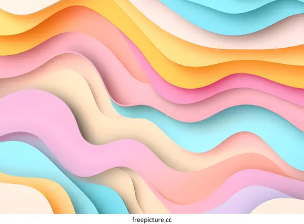 Abstract Colorful Paper Cut Waves Background