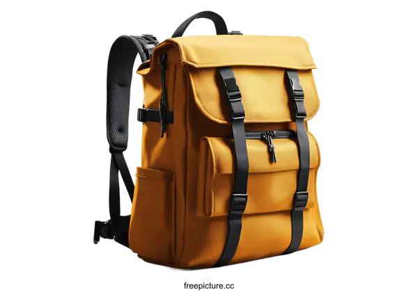 [Transparent Background PNG]Mustard Yellow Backpack Featuring Durable Design