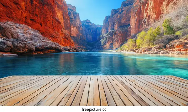 Grand Canyon Scenic View with Wooden Dock