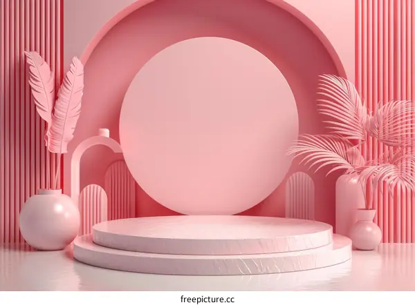 Pink Geometric Display Podium Background