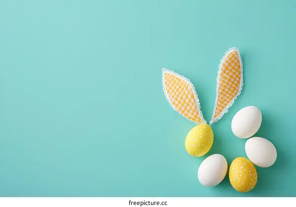 Easter Eggs Arranged in a Rabbit Shape
