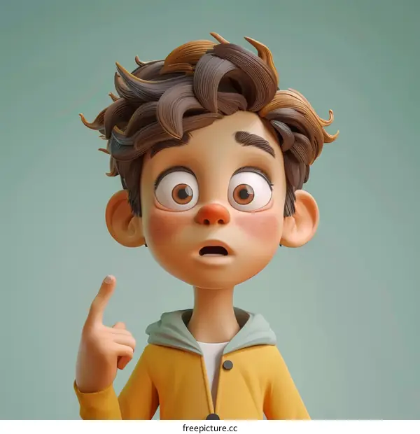 Surprised Cartoon Boy Pointing Illustration