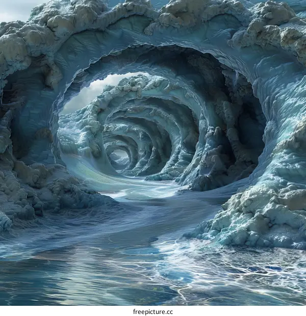 Mystical Journey through an Underground Frozen River Cave